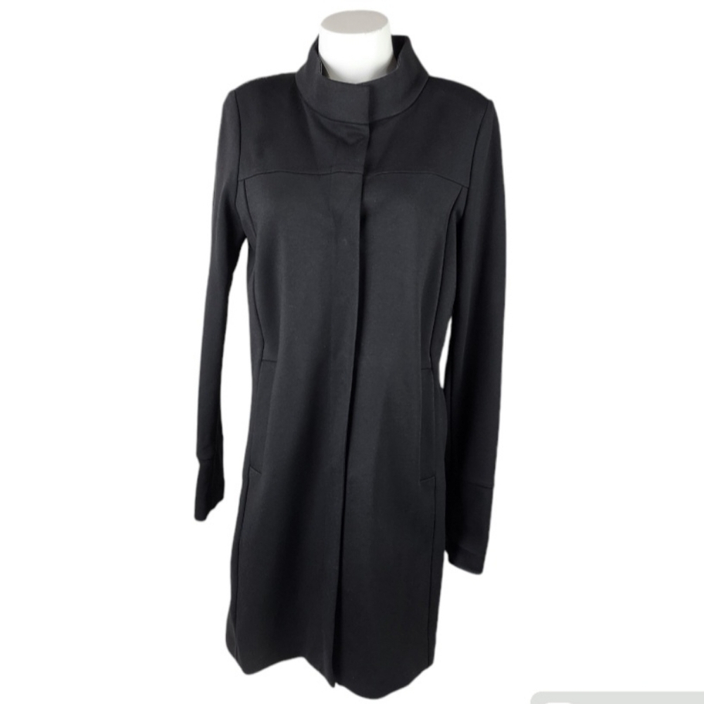 Geox Respira Snap Front Coat Funnel Neck Black Size 6 Breathable Walking Coat